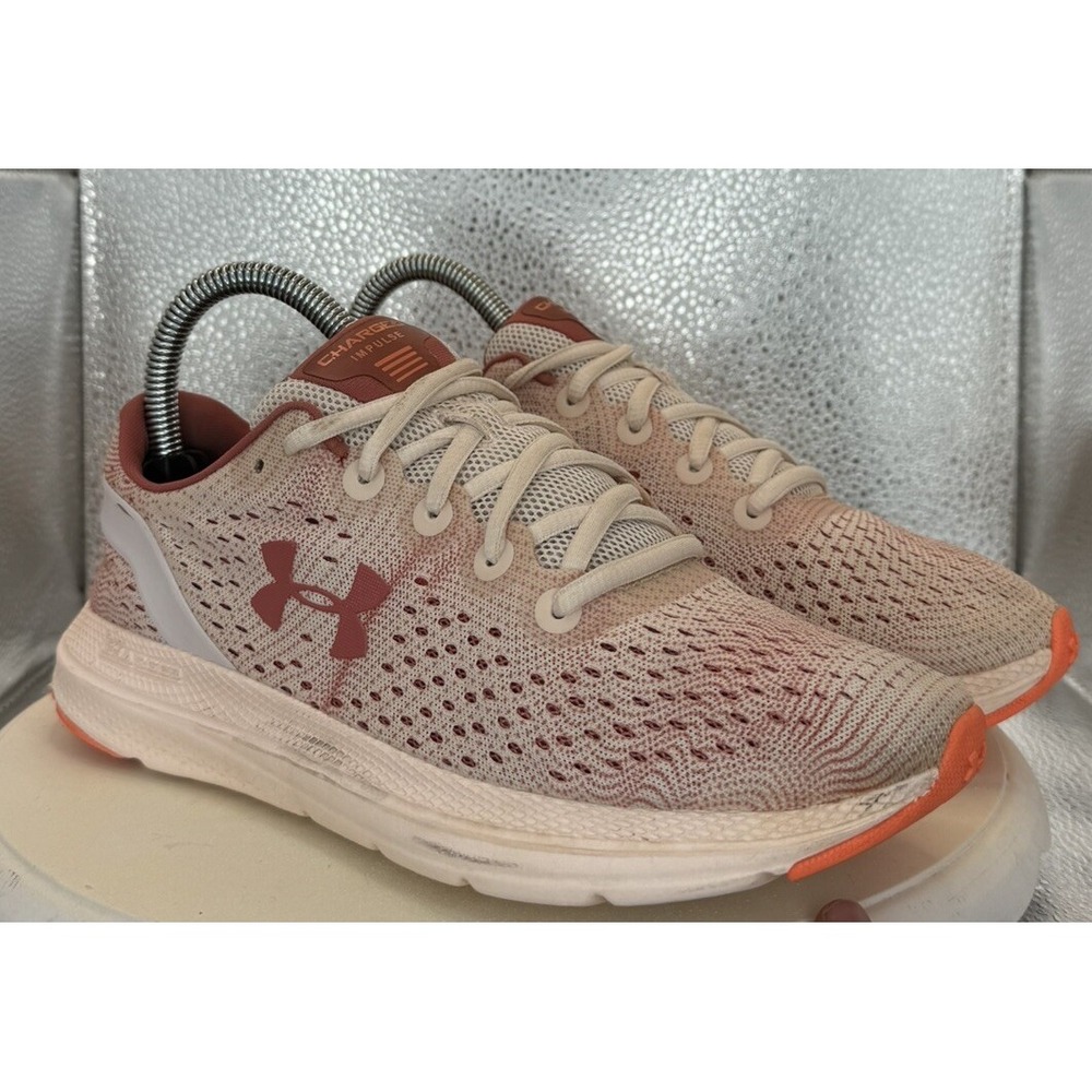 Women's UA Under Armour Size 7.5 Charged Impulse Running Shoes Pink/Peach